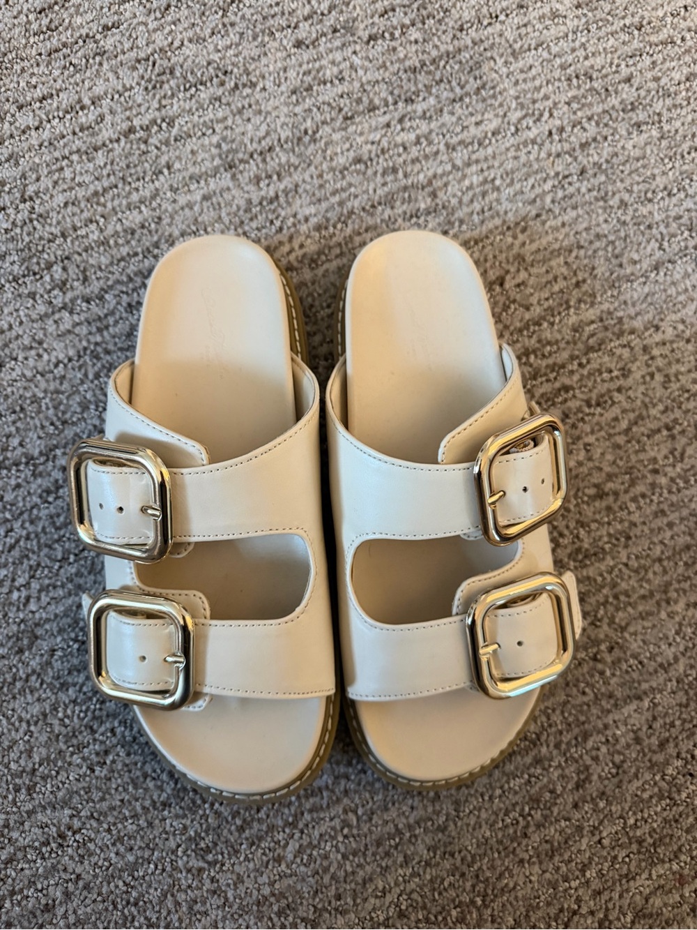 Universal Thread Double-Buckle Sandals in Cream